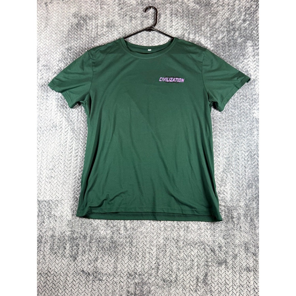 Civilization T Shirt Mens L Green Graphic Michelangelo David Statue Bubble Gum